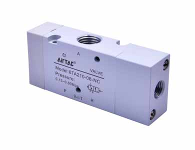 6TA Series Single Air Cotrol Valve (3/2 way), M5 inlet & outlet Port size, M5 exhaust valve Port Size, M5:3.4mm² Orifice size, 0.2 Valve Flow Coefficient Cv .